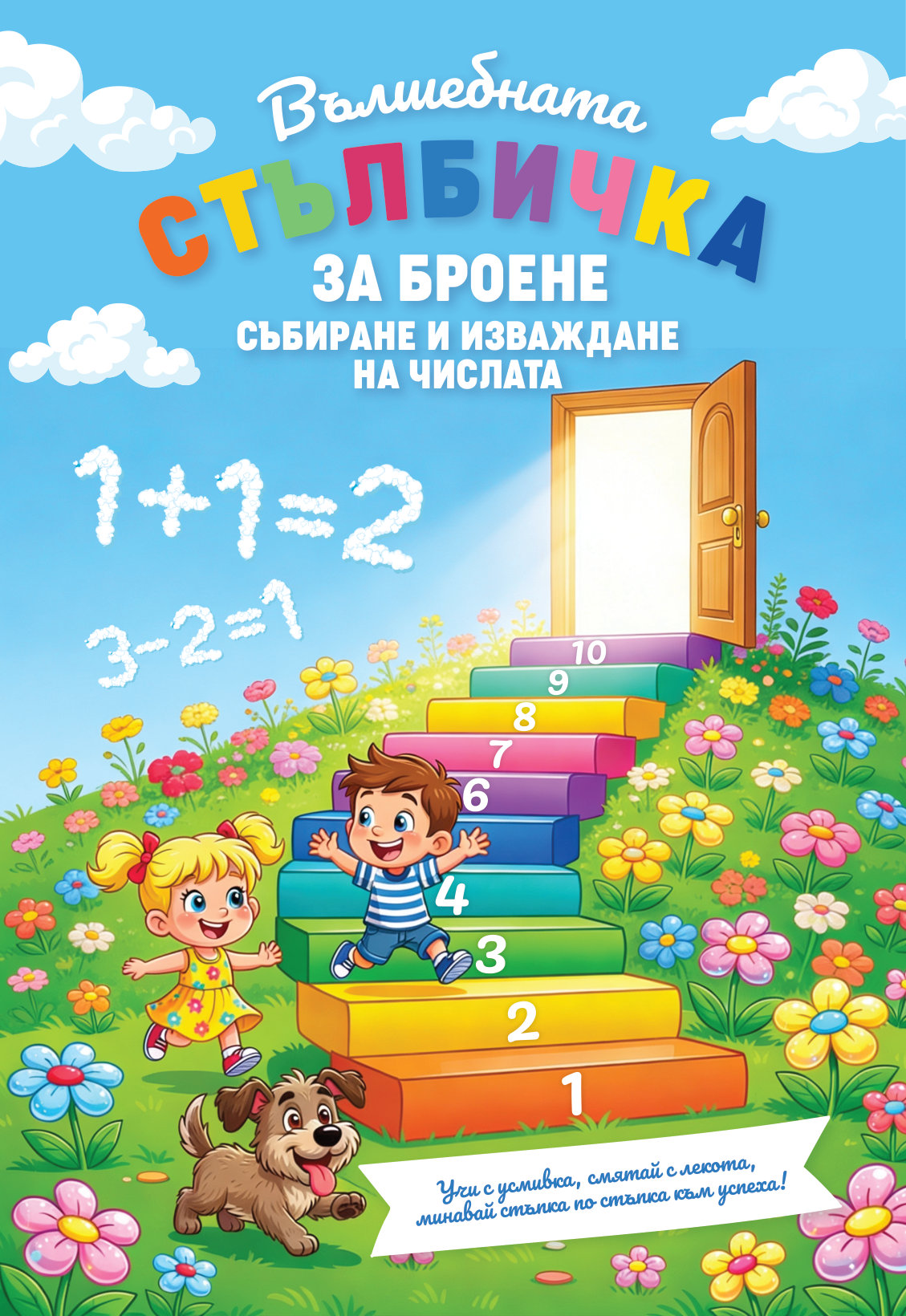 Корица на книжката „Вълшебната стълбичка за броене, събиране и изваждане на числата“